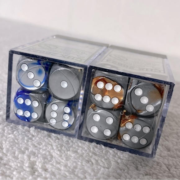 Blue Steel White Copper Steel White Dice Sets X2 - Picture 6 of 6